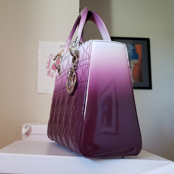 Lady Dior gradient purple white patent medium bag - Picture 7 of 13